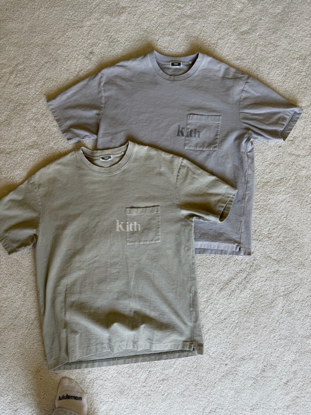 Kith Crewneck Tee in Sage Green and Faded Lavender